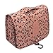 Portable Waterproof Travel Makeup Bag - Lady Color Foldable Organizer Travel Cosmetic Toiletry Bathroom Beach Bag for Women/Men, Shaving Kit with Hanging Hook for vacation (Leopard)
