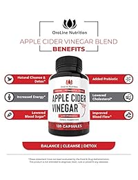 Cápsulas orgánicas de vinagre de Apple Cider (1500 mg, 120 píldoras) con prebióticos – Píldoras de...