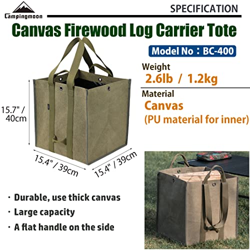 Timber Tote Camping Moon CAMPINGMOON Firewood Log Carrier Tote Fire Wood Canvas BC ...