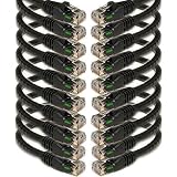 iMBAPrice (10 Pack) Black 1/2 Feet (0.5ft / 6 inch) Molded UTP Cat6 Ethernet Network Patch Cable RJ45 M/M