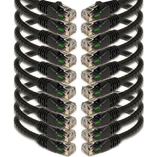 iMBAPrice (10 Pack) Black 1/2 Feet (0.5ft / 6 inch) Molded UTP Cat6 Ethernet Network Patch Cable RJ45 M/M