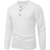 MAGNIVIT Men's Long Sleeve Henley Shirts Cotton 3-Button Spring Casual T-Shirts Solid Color Soft Basic Tops 2026