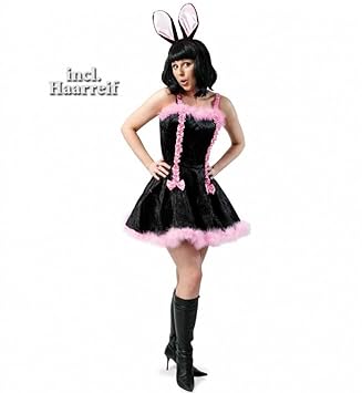 Black Bunny Kleid + Haarreif m. Ohren 36-42