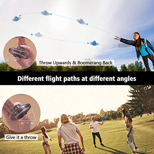 BASEIN FlyNova The Most Tricked-Out Flying Spinner, Hand Operated Drones for Kids or Adults - UFO Flying Toy with 360° Rotating and Shinning LED Lights (Blue)