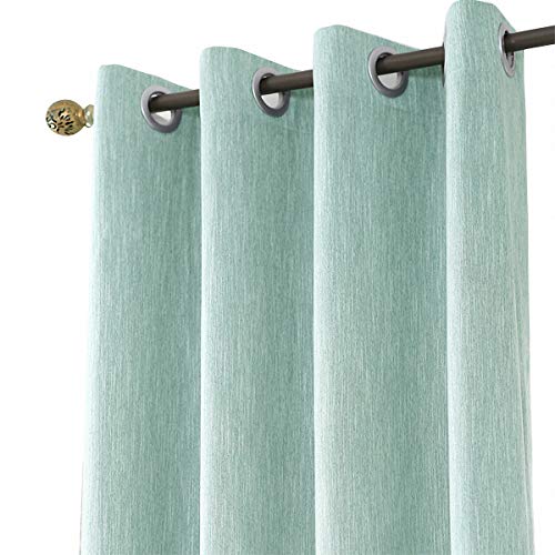 Melodieux 1 Panel Cotton Blend Room Darkening Curtain Blackout Eyelet Thermal Insulated Window Drapes for Livingroom, Bedroom (Blue, 55 x 96 Inch Drop)