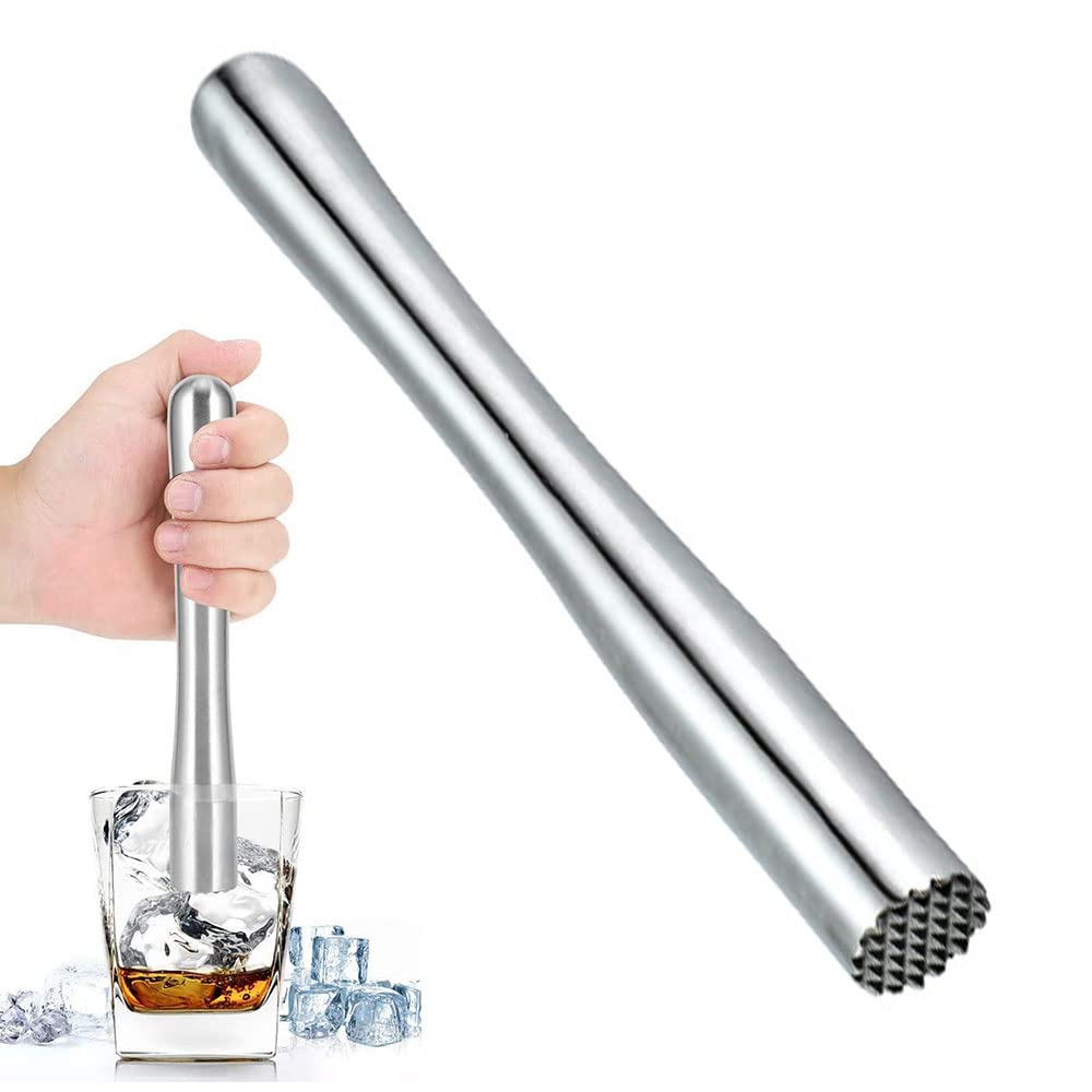 pegzherx Professional Drink Muddler Fruit Ice Crusher Bar Tools Stainless Steel Muddler Bar Tools for Mint and Other Fruit Based Drinks