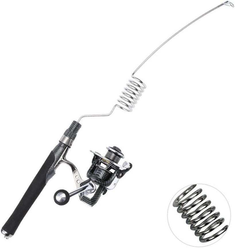 Emmrod Stainless Steel Elastic Fishing Rod 1000 Front unloading All-Metal Spinning Wheel Combination Ultra-Short Portable Fishing Rod Suitable for Fishing Boats Fishing Lake so on