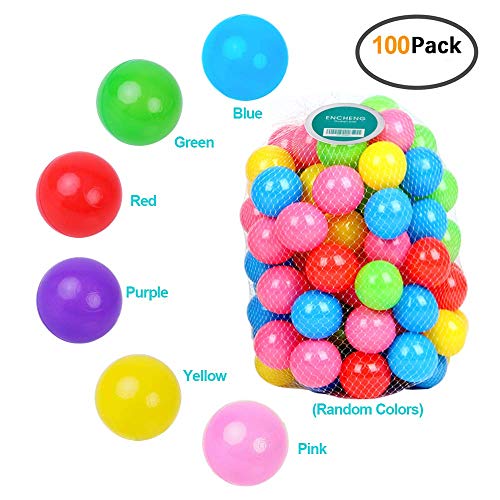 Encheng Pack of 100 Ball Pit Balls Crush Proof Plastic Ball, Pit Balls,Kids Ball Pit Large Pop Up Toddler Ball Pits,for Toddlers Girls Boys for Indoor Outdoor,Bright Colors, Phthalate Free BPA Free