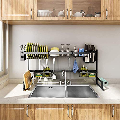 Over-the-Sink-Dish-Drying-Rack-Tmsine-Adjustable-2-Tier-Large-Dish-Dryer-Rack-for-Kitchen-Organizer-Storage-Space-Saver-Shelf-Utensils-Holder-Tableware-Drainer-32-Sink-Size--395inch