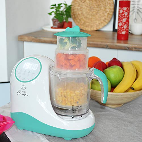 Baby Food Maker Chopper Grinder - Mills and Steamer 8 in 1 Processor for Toddlers - Steam, Blend, Chop, Disinfect, Clean, 20 Oz Tritan Stirring Cup, Touch Control Panel, Auto Shut-Off,110V Only, Green