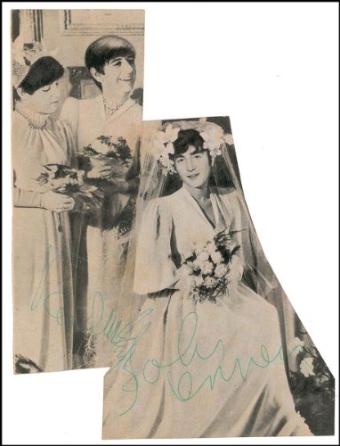 [Jazz & Song] [Beatles] Lennon, John. (1940 - 1980) & McCartney, Paul. (b. 1942): Signed Photograph wearing wedding dresses
