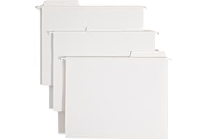 Smead FasTab Hanging File Folder, 1/3-Cut Built-in Tab, Letter Size, White, 20 per Box (64002)