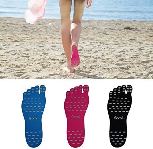 FSCOOL Stick on Shoes, Adhesive Foot Pads Invisible Barefoot Shoes, Waterproof Feet Soles Protection Sticker for Walking, Beach and Water Sports