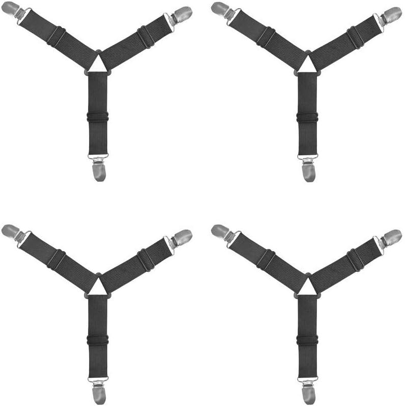 Bed Sheet Fasteners Holder Straps, Triangle Non-Slip Elastic Mattress Corner Clips with Heavy Duty Grippers Clips (Set of 4): Home & Kitchen