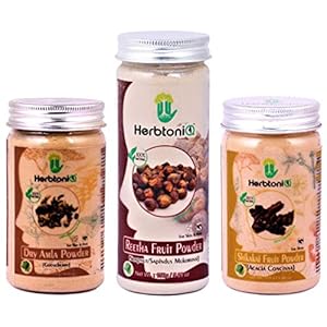 HerbtoniQ 100% Natural Dry Amla Powder, Reetha Fruit Powder & Shikakai Fruit Powder For Healthy Hair Care Pack (400 g)