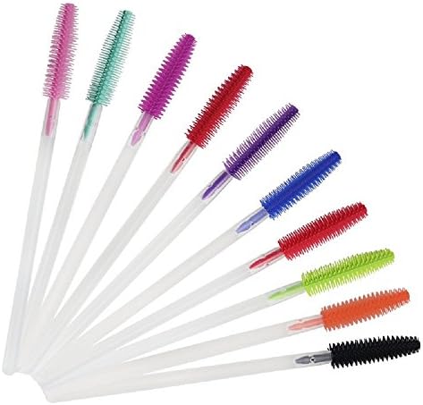 Urberry 100 PC Disposable Silicon Eyelash Mascara Brushes Wands Applicator Makeup Kits Random Color