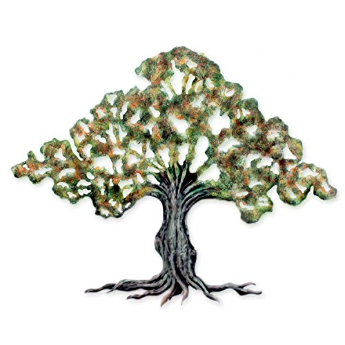 NOVICA Leaf And Tree Large Steel Wall Mural: