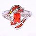 CiNily Created Orange Opal Orange Garnet Rhodium Plated Zircon Women Jewelry Gemstone Ring Size 7