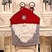CheeseandU Christmas Chair Covers Set of 2, Red Grey Santa Claus Hat with White Beard Slipcovers Suits Chair Back Cover Kitchen Dining Room Hotel Xmas Holiday Party Decor,Red&Grey