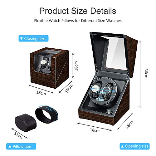 image for JQUEEN Watch Winder with Quiet Japanese Mabuchi Motor (Ebony), mens