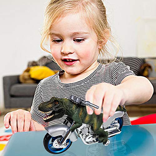 image for GreenKidz Dinosaur Toy Motorcycle Friction Powered T-Rex Toys for Boys