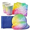 Matana-61-Piece-Rainbow-Party-Tableware-Set-Caters-for-15-Guests Matana - Rainbow Party Tableware Set - Paper Plates Cups Napkins Tablecloth for Kids Birthday Party - Caters for 15…