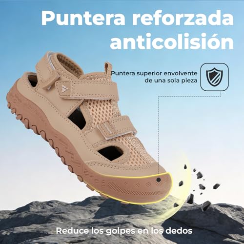 Mishansha Boys Girls Trekking Sandals with Closed Toe, Breathable and Non-Slip, Size 24-38
