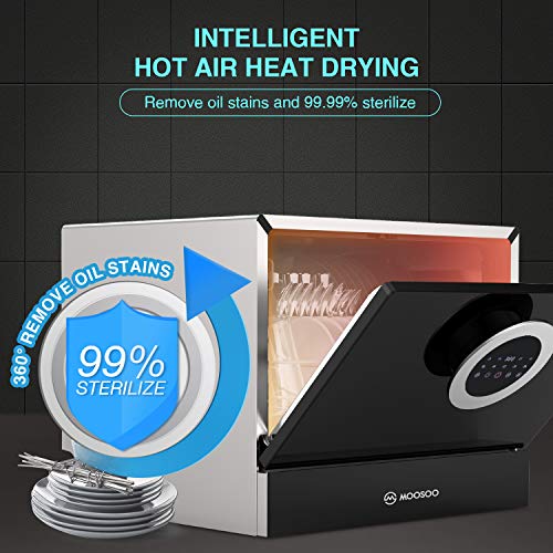 MOOSOO Countertop Dishwasher, Compact Dishwasher with 6 Place Setting