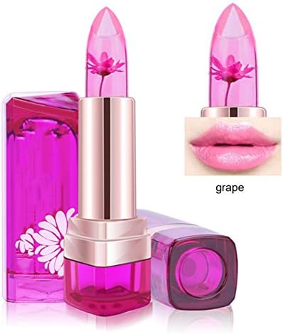 Flower Lipstick, Jelly Lipstick with Flower Inside 3 Colors Gradation Lipstick for Pink Lips (Grape)