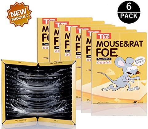 T Box Mouse Glue Traps, Wavy Shape Glue&amp; Black Glue Board,6 Pack Extra Large Sticky Rat Glue Traps, Peanut Butter Scented Glue Traps for Mice, Perfect Use for Indoor and Outdoor.