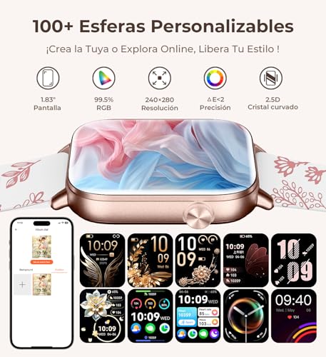 Iaret Women's Smartwatch, 46 cm Smartwatch with 4 Straps, Bluetooth Calls, Sleep Monitor/Heart Rate/SpO2/Menstrual Monitor, 110+ Sports Modes Activity Bracelet for iOS/Android, Rose Gold