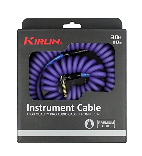 KIRLIN Cable IMK-182BFGL-30/BLF 1/4" Premium Coil Instrument Cable, 30', Purple Translucent