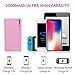 LQM 20000mAh Dual USB External Battery Backup Power Bank for Apple iPhone 6, 6 Plus 5S 5C 5 4S 4,iPad Air Mini 2, HTC One, One 2 (M8), Samsung Galaxy S6 Edge, S6 S5 S4 S3, Tab 4 3 2 Pro (pink)
