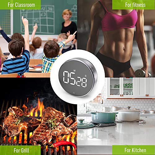 BALDR Digital Kitchen Timer, LED Twist One Button Setting Egg Timer, Magnetic Countdown & Count Up Timers for Cooking, Kids, Teachers, Classrooms or Home Gyms