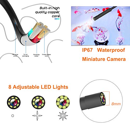 Endoskopkamera mit Licht, 1080P HD 8mm Industrielles Endoskopkamera mit 4,3 Zoll IPS Bildschirm, IP67 wasserdichte… – Bild 6