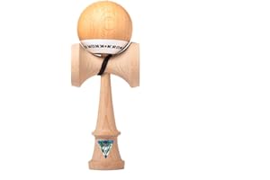 KROM - Kendama Toy POP Natural Look - High Wood Quality - Extra Strong - for Beginner and Pro - Gift Pack : Extra String + Stickers