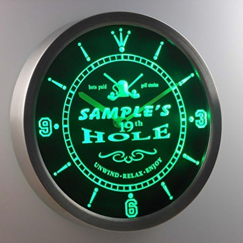 AdvPro ncpi-tm Golf 19th Hole Personalized Your Name Bar Beer Sign Neon LED Wall Clock