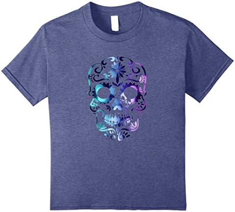 Kids Sugar Skull T Shirt Light Stroke 8 Heather Blue