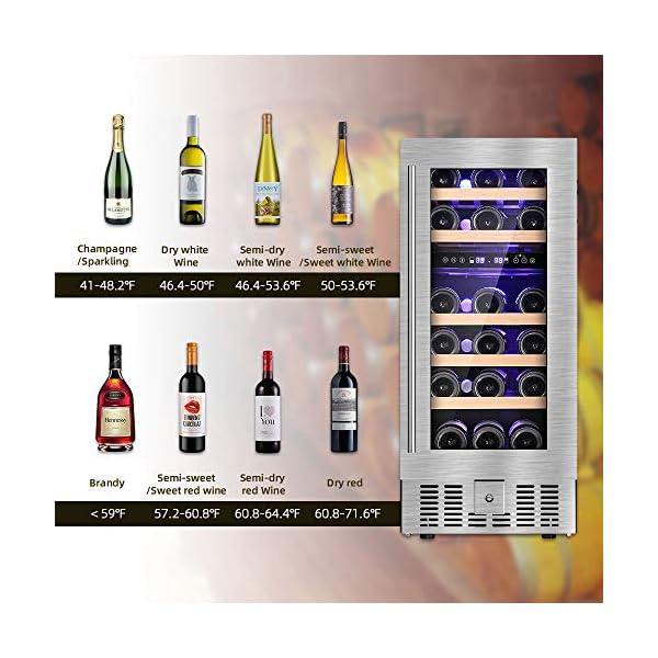 Joy-Pebble-Wine-Cooler-28-Bottle-Dual-Zone-Built-in-Wine-Cellar-with-Stainless-Steel-Double-Layer-Tempered-Glass-Door-and-Temperature-Memory-Function