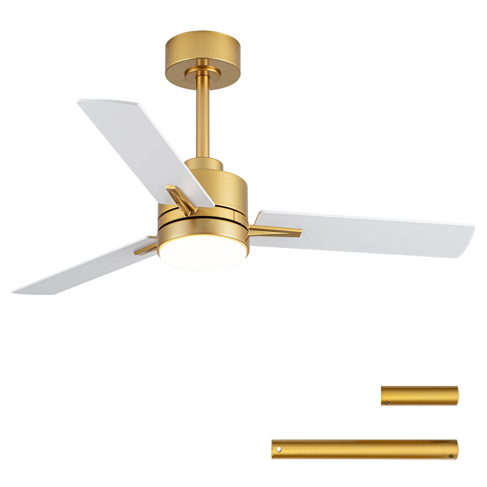 Photo 1 of LANMEL 42'' Ceiling Fan with Lights and Remote, Low Profile Modern Ceiling Fan Gold, 6 Speed, Reversible, 3000k-6000k LED, Quiet DC Motor for Indoor Outdoor Bedroom Living Room