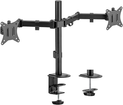 - DT32TSR-149 - Suporte de mesa giratória e inclinável eco para monitor/TV 9Kg (3 pivôs, 2 braços) 17-32, preto