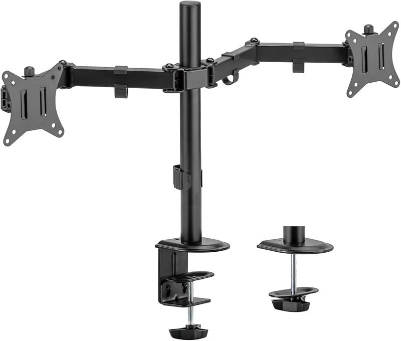 - DT32TSR-149 - Soporte de Mesa Eco Giratorio E Inclinable para Monitor/TV 9Kg (3 Pivotes, 2 Brazos) de 17-32, Negro