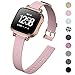 KIMILAR Woven Band Compatible with Fitbit Versa/Versa 2/Versa Lite Bands, Fabric Women Beaded Bracelet Slim Replacement Breathable Strap Accessories Wristband for Versa Smart Watch