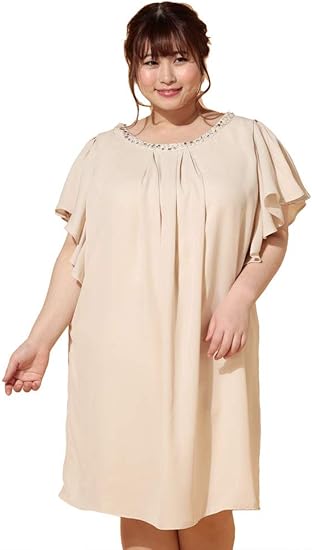 Amazon サカゼン L Eclat 大きいサイズ レディース ビジュー パール フレア ドレープ ワンピース ワンピース チュニック 通販