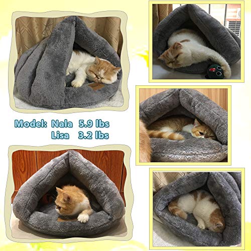 Hesiry Cat Cave Bed Small Dog Tent House for Indoor and Outdoor with Cozy Cushion, Machine Washable Small Animal Beds with Triangular Entrance