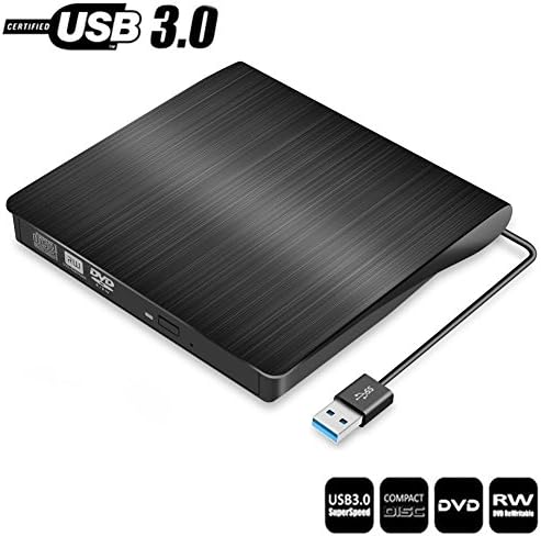 TOPCHU External CD Drive Ultra Slim 3.0 USB CD DVD-RW DVD ROM Drive DVD Burner Reader Recorder Writer Rewriter for Laptop, Apple Macbook Pro Air iMAC, PC, Desktop, Notebook