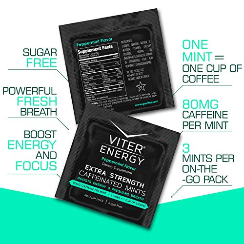 Viter Energy Caffeinated Mints Extra Strength 80mg Caffeine, B