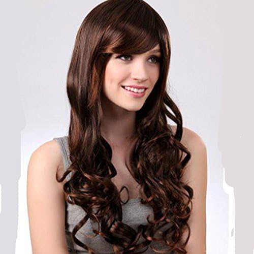 AOSI WIG Light Brown Multiple Color Long Curly Wave Bangs Cospaly Wigs For Women