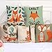Highpot Hot Body Pillowcases, Cartoon Fox Pattern Square Pillow Cushion Hidden Zipper Closure Pillowcases (D)