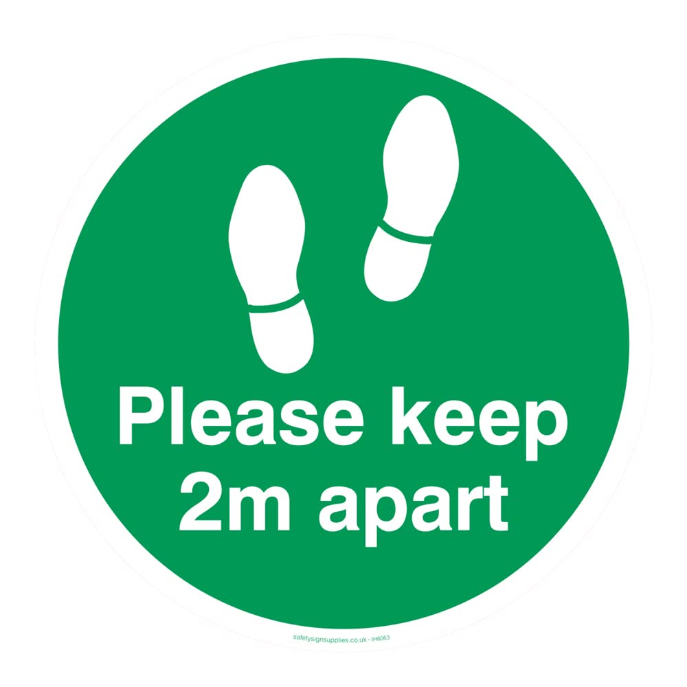 Please keep 2m apart floor graphic Green